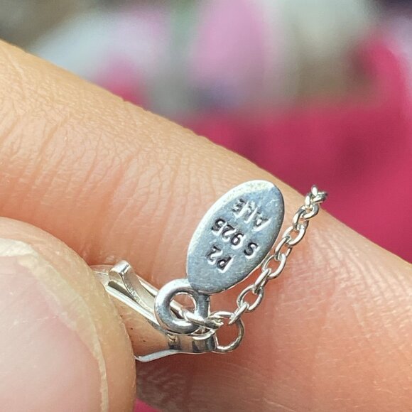 Real Pandora 14k Solid Gold & 925 Silver Double Heart Ring Pendant Chain Engagem - Picture 11 of 13